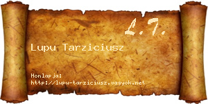 Lupu Tarziciusz névjegykártya